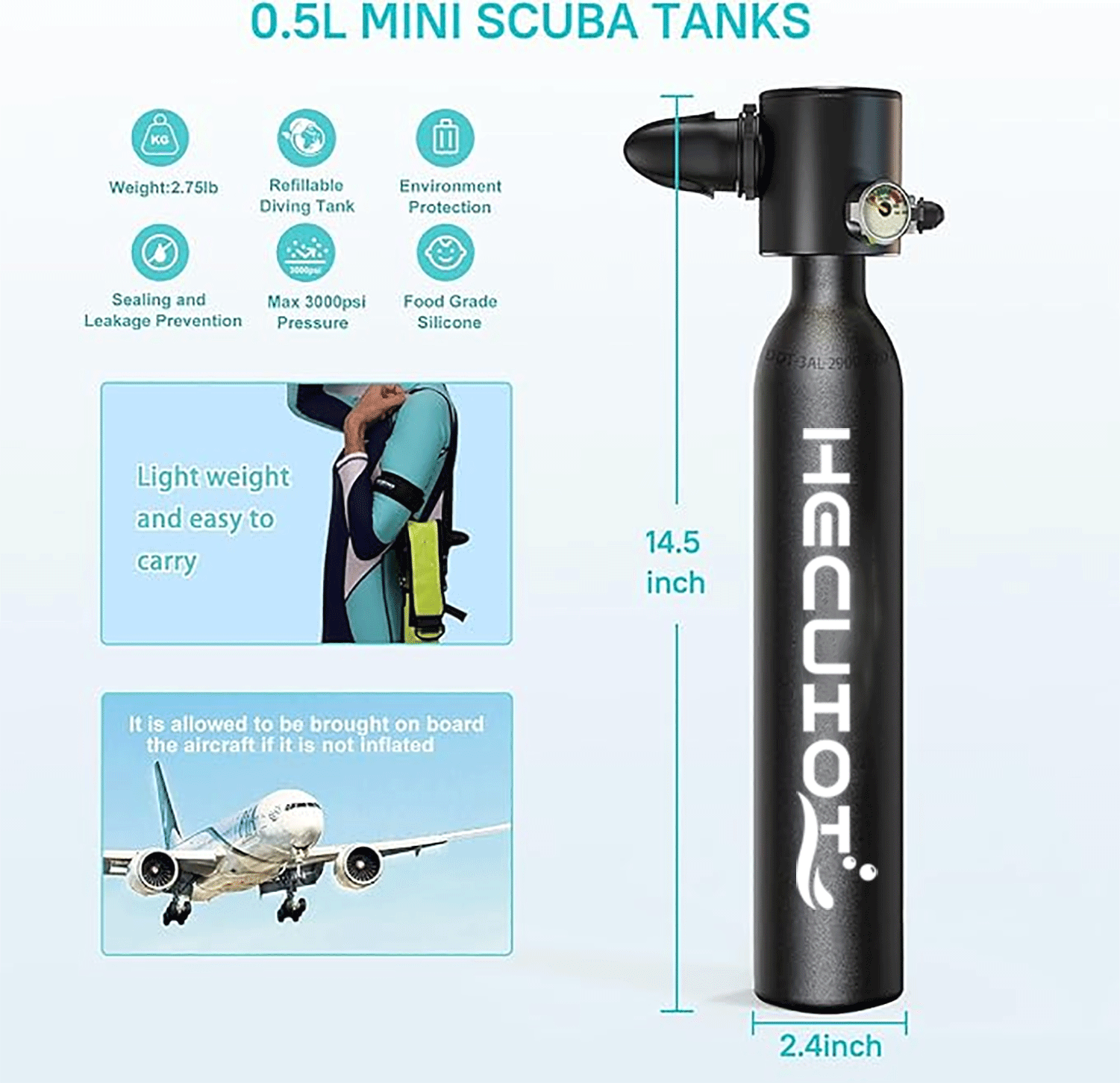 HECUIOI Mini Scuba Tank Diving - Aquatic Diving recensie en prijs