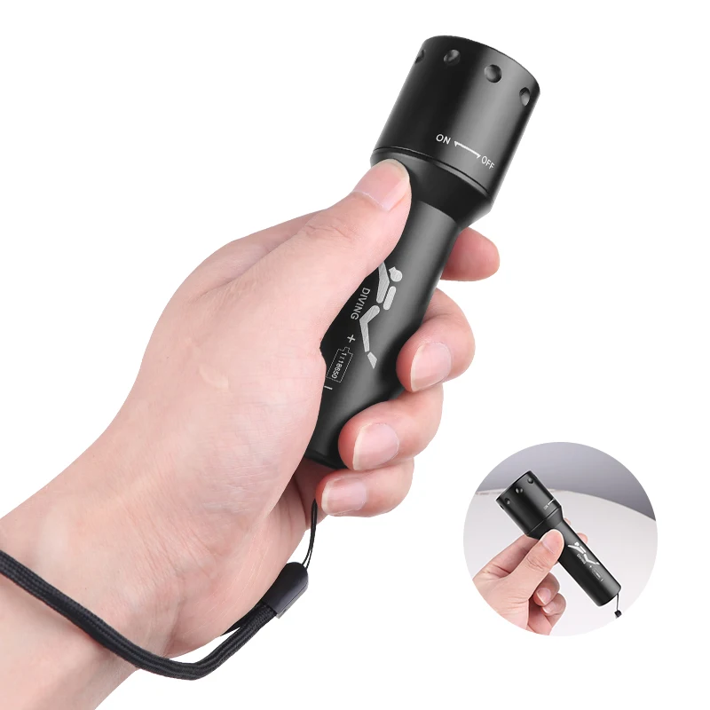 New T6 LED Diving Torch Long-R - Aquatic Diving recensie en prijs