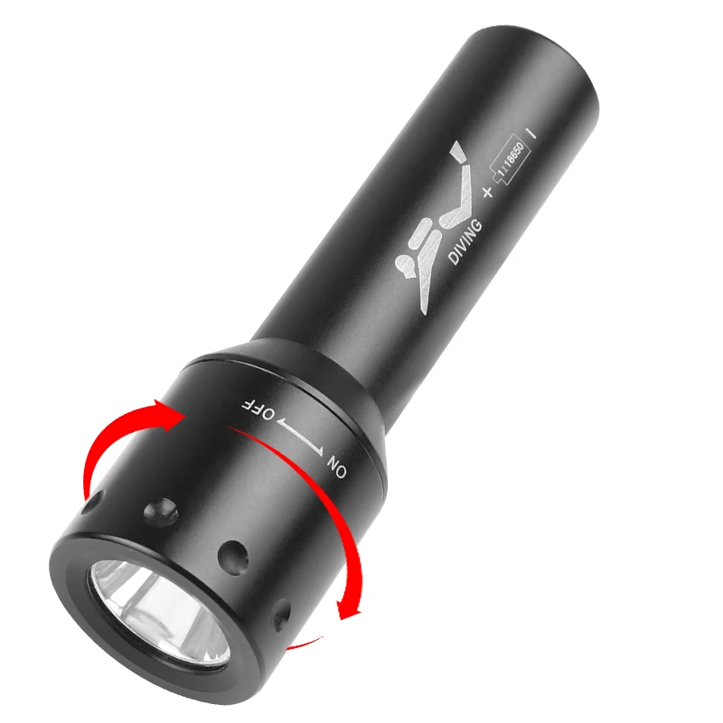 New T6 LED Diving Torch Long-R - Aquatic Diving recensie en prijs